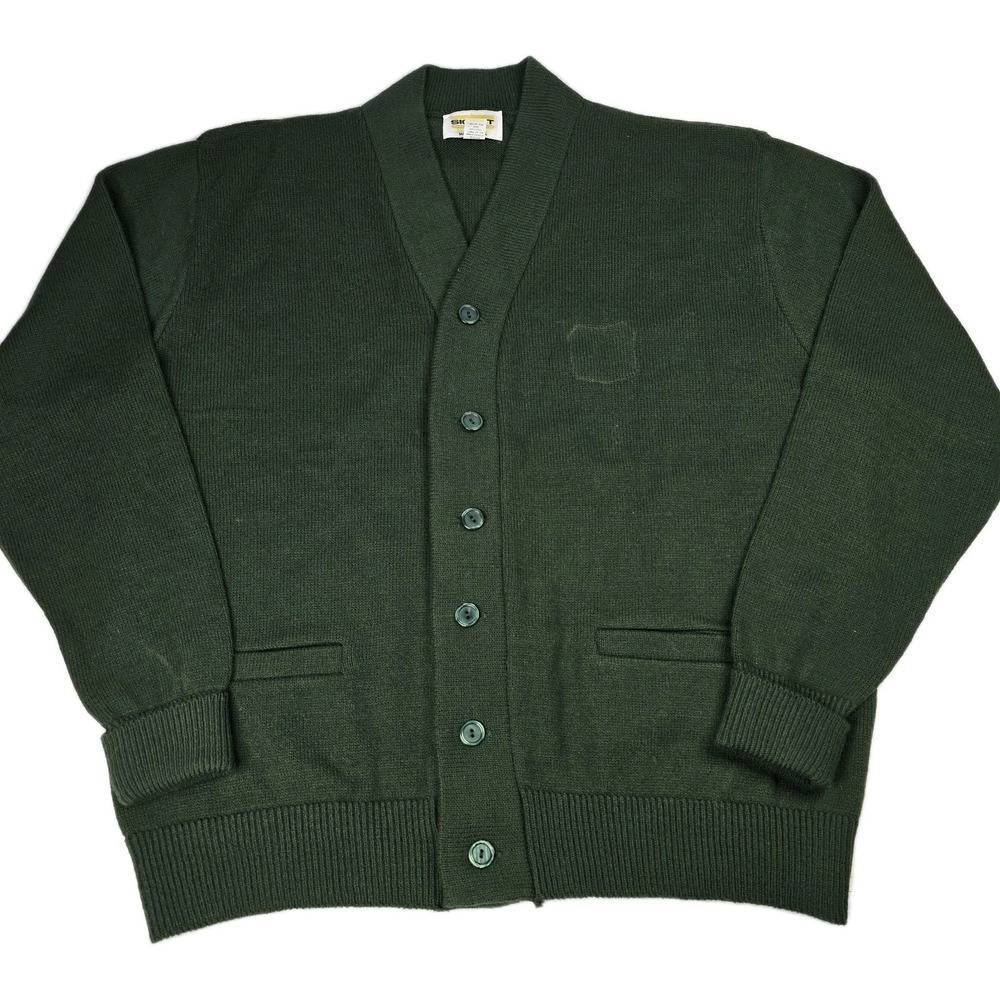 Vintage Signet Green Wool School Cardigan  Size XL USA‎ 100% ACRYLIC WPL 7377